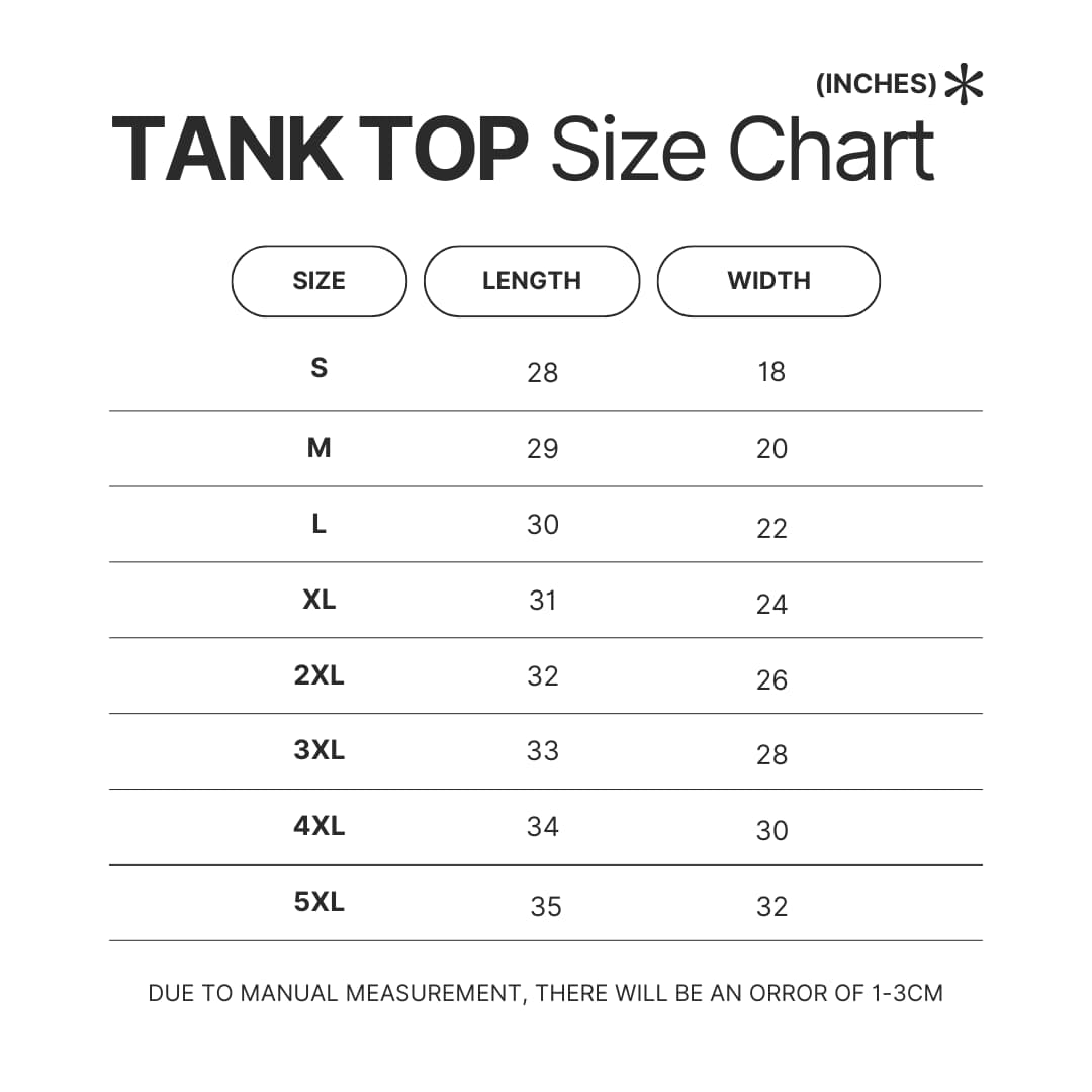 Tank Top Size Chart - Tom And Jerry Merch