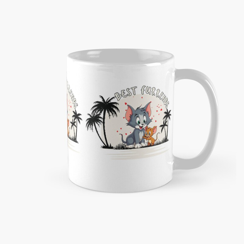 Best Furrends Cartoon Cat And Mouse Mug