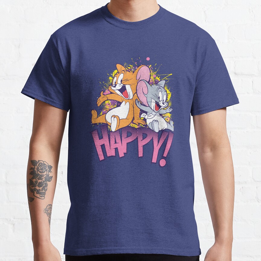 Tom And And Nibbles Happy Long Sleeve T Shirt T-Shirt - Image 5