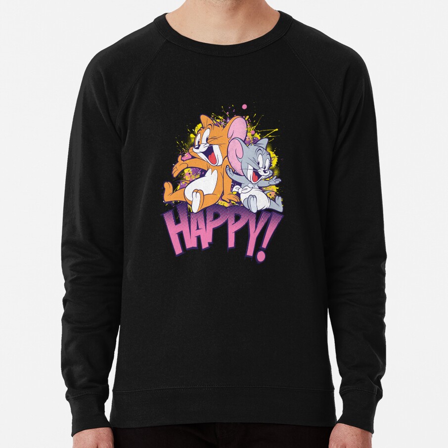 Tom And And Nibbles Happy Long Sleeve T Shirt Sweatshirt