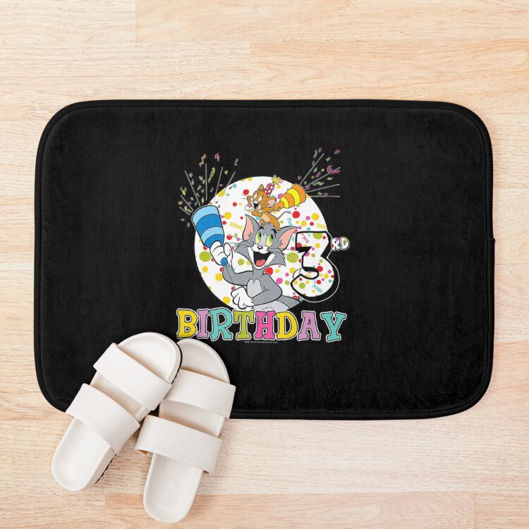 Tom And 3Rd Birthday Portrait T Shirt Bath Mat - Image 3